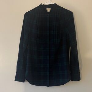 J. Crew Blackwatch Plaid Button Down Tuxedo Shirt